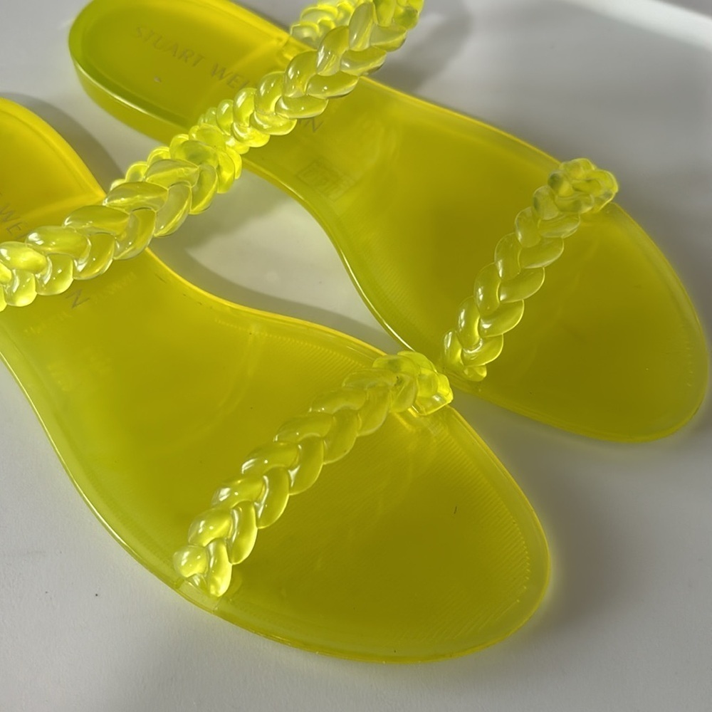 Stuart Weitzman braida sawyer neon braided sandals beach vacation - Picture 3 of 6